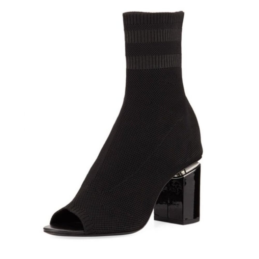 ALEXANDER WANG Cat Stretch Sock Boots Booties Black Heeled Size 39.5